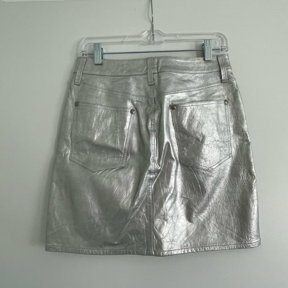 Rag & Bone Silver Leather Miniskirt - Picture 3 of 5